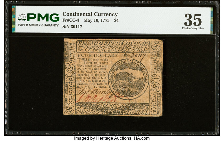 May 10, 1775 $4  Continental Currency (Fr. CC4) thumbnail 2