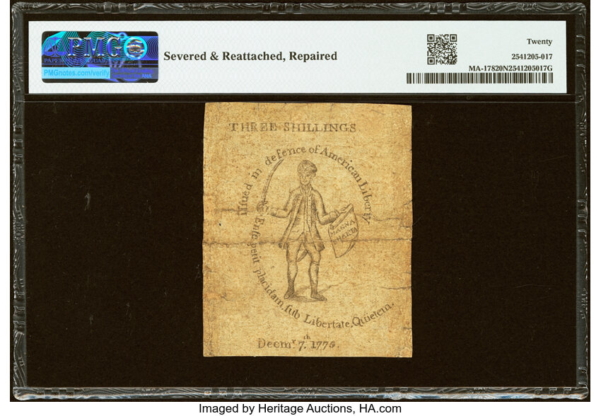 Dec 7, 1775 3s Massachussetts (Fr. MA178) thumbnail 3
