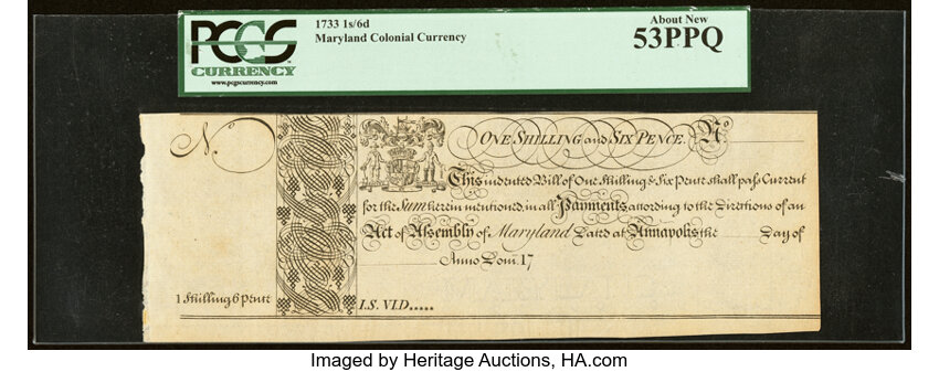 1733 1s6d Maryland (Fr. MD2) thumbnail 2