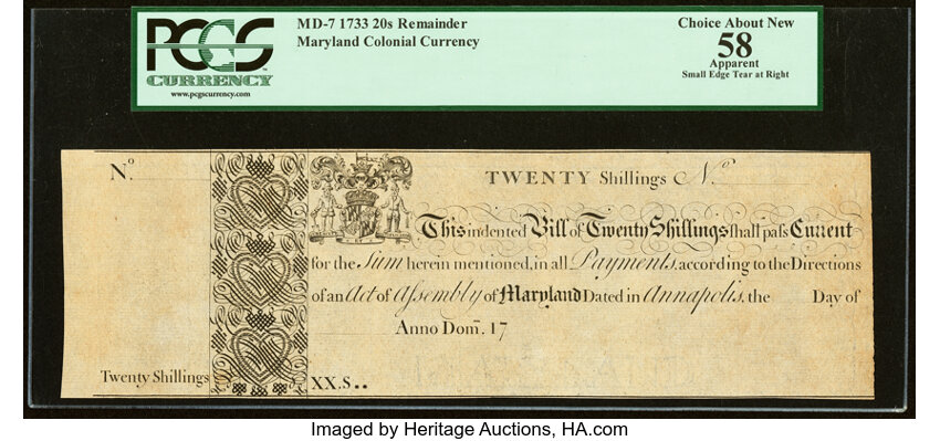 1733 20s Maryland (Fr. MD7) thumbnail 2