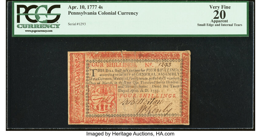Apr 10, 1777 4s Pennsylvania (Fr. PA217b) thumbnail 2