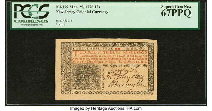 Mar 25, 1776 12s New Jersey (Fr. NJ179) thumbnail 5