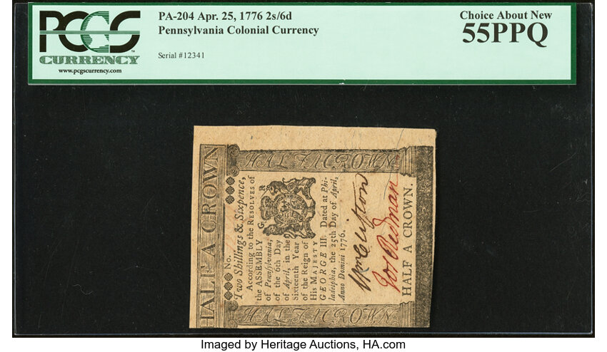Apr 25, 1776 2s6d Pennsylvania (Fr. PA204) thumbnail 2