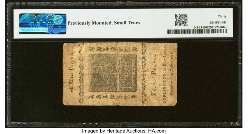 Feb 20, 1776 £3 New Jersey (Fr. NJ174) thumbnail 3