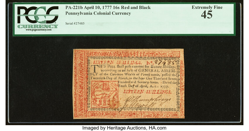 Apr 10, 1777 16s Pennsylvania (Fr. PA221b) thumbnail 2