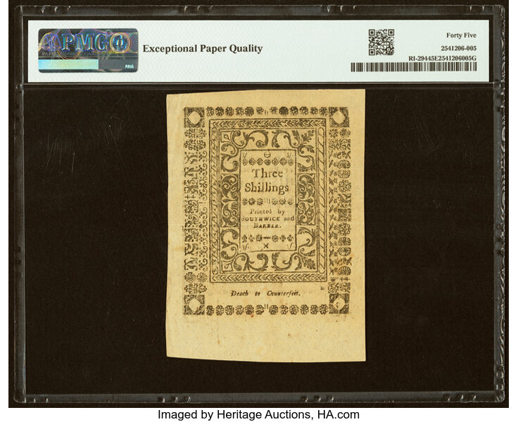 May 1786 3s Rhode Island (Fr. RI294) thumbnail 4