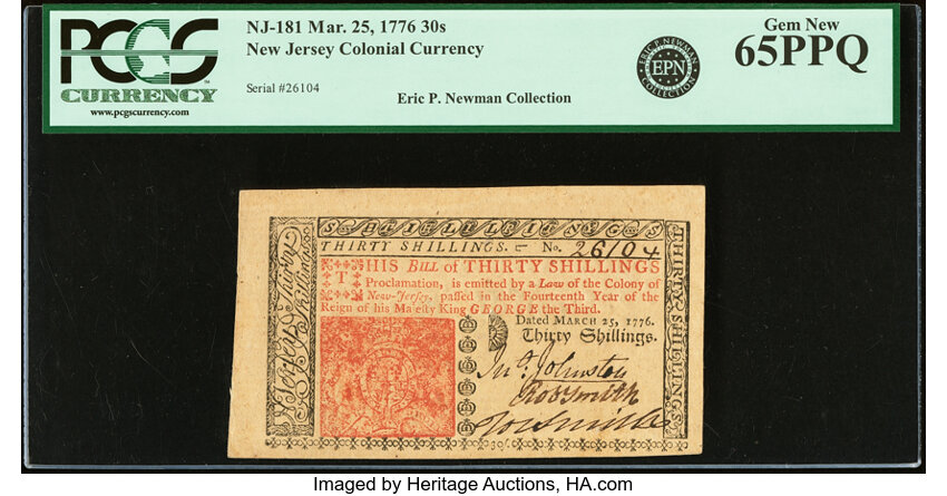 Mar 25, 1776 30s New Jersey (Fr. NJ181) thumbnail 2