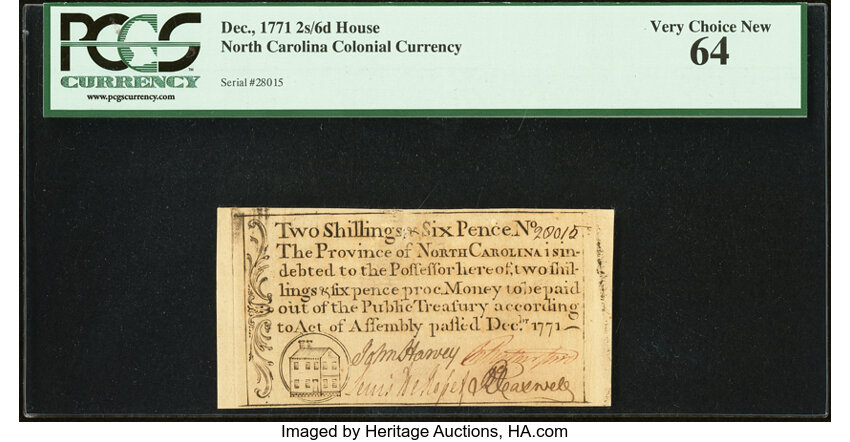 Dec 1771 2s6d North Carolina, House (Fr. NC136b) thumbnail 2