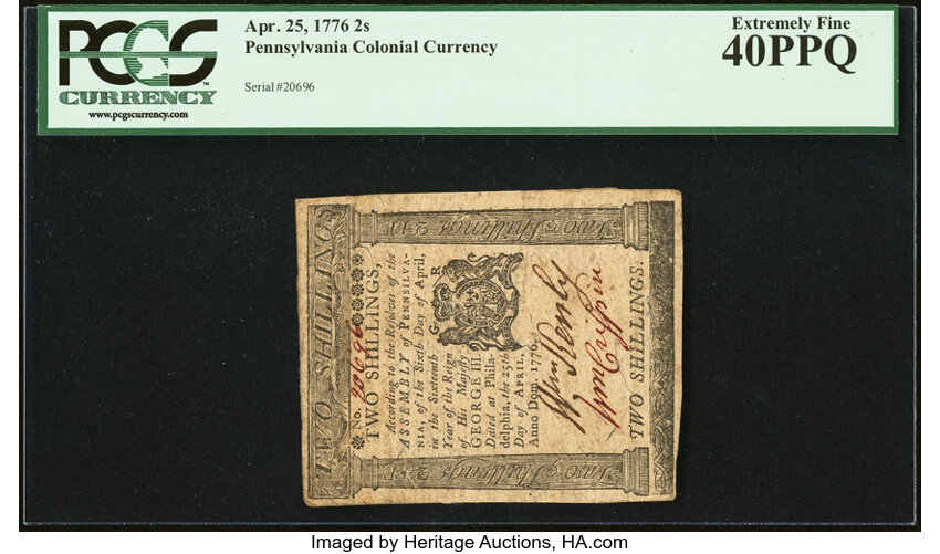 Apr 25, 1776 2s Pennsylvania (Fr. PA203) thumbnail 2