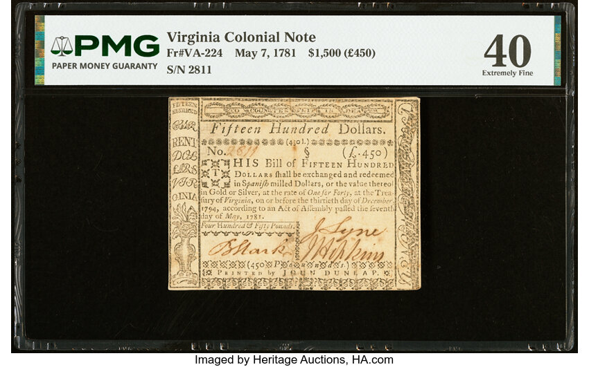 May 7, 1781 $1,500  Virginia (Fr. VA224) thumbnail 2
