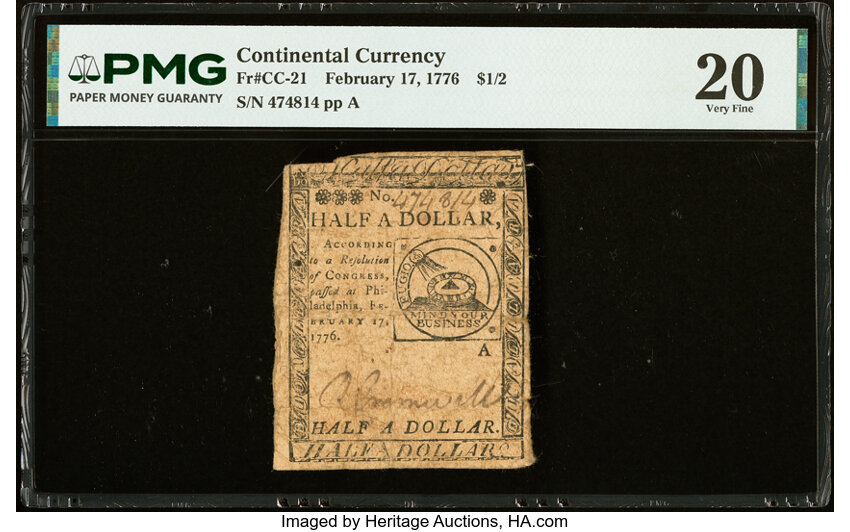 Feb 17, 1776 $1/2 Continental Congress (Fr. CC21) thumbnail 3