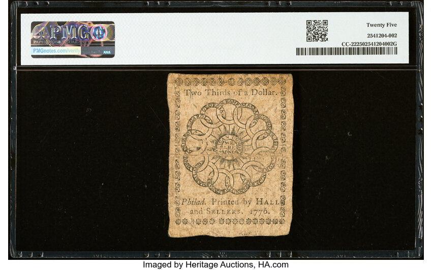 Feb 17, 1776 $2/3 Continental Congress (Fr. CC22) thumbnail 20