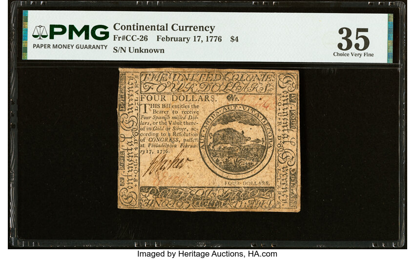 Feb 17, 1776 $4  Continental Congress (Fr. CC26) thumbnail 3