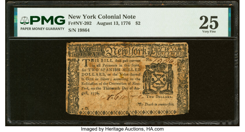 Aug 13, 1776 $2  New York (Fr. NY202) thumbnail 2