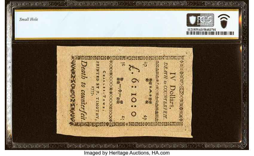 Dec 23, 1776,1777 on the back $4  South Carolina (Fr. SC138a) thumbnail 5