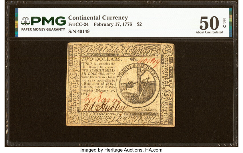 Feb 17, 1776 $2  Continental Congress (Fr. CC24) thumbnail 2