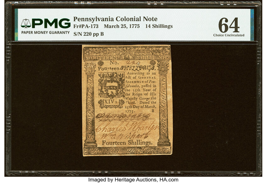 Mar 25, 1775 14s Pennsylvania (Fr. PA173) thumbnail 2