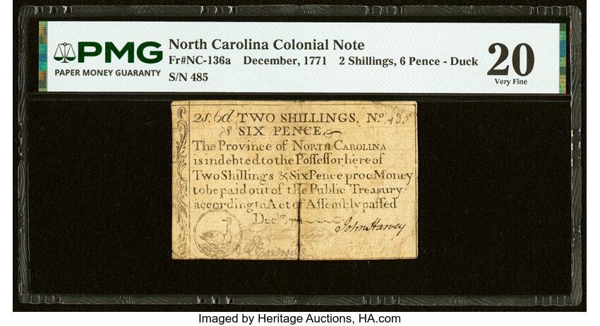 Dec 1771 2s6d North Carolina, Duck (Fr. NC136a) thumbnail 3