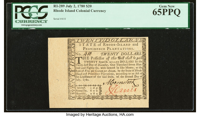 Jul 2, 1780 $20  Rhode Island (Fr. RI289) thumbnail 2