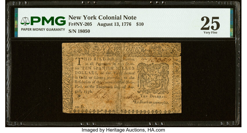 Aug 13, 1776 $10  New York (Fr. NY205) thumbnail 2