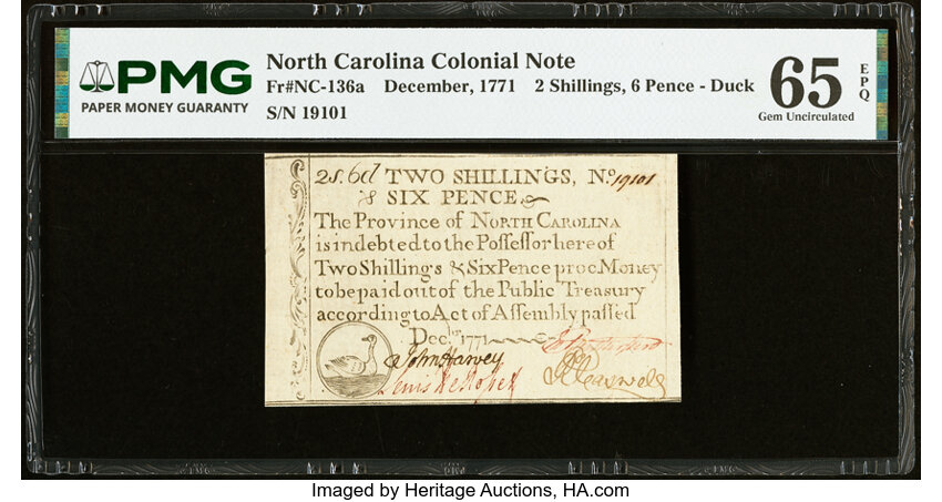 Dec 1771 2s6d North Carolina, Duck (Fr. NC136a) thumbnail 2