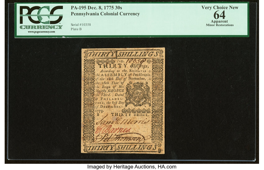 Dec 8, 1775 30s Pennsylvania (Fr. PA195) thumbnail 2