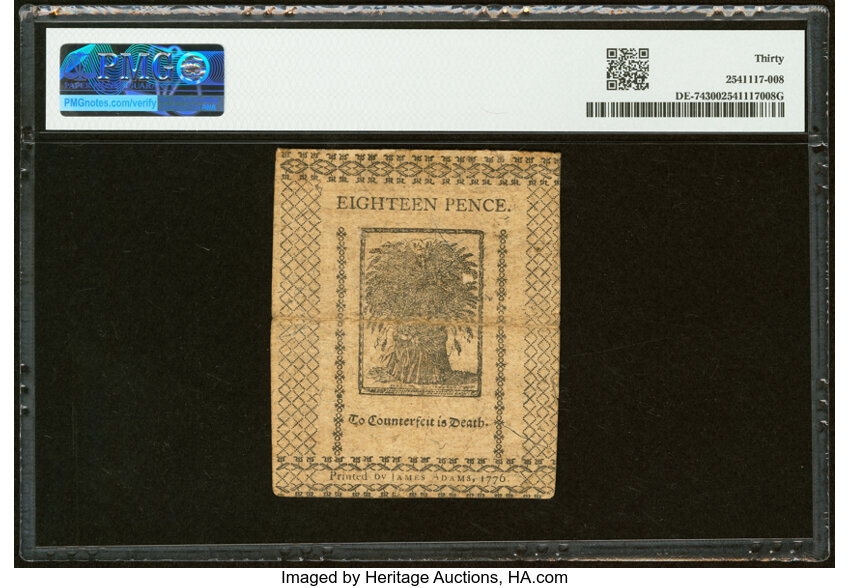 Jan 1, 1776 18d Delaware (Fr. DE74) thumbnail 7