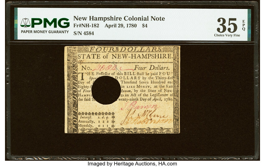 Apr 29, 1780 $4  New Hampshire (Fr. NH182) thumbnail 2