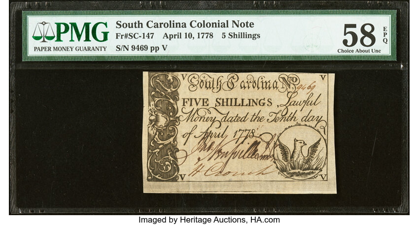 Apr 10, 1778 5s South Carolina (Fr. SC147) thumbnail 2