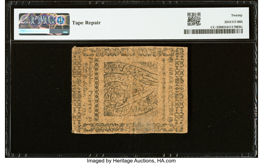 May 10, 1775 $3  Continental Currency (Fr. CC3) thumbnail 6