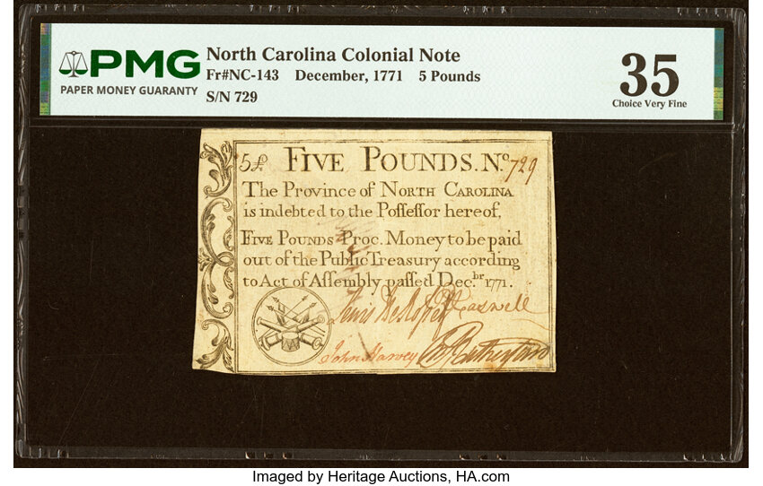 Dec 1771 £5 North Carolina (Fr. NC143) thumbnail 4