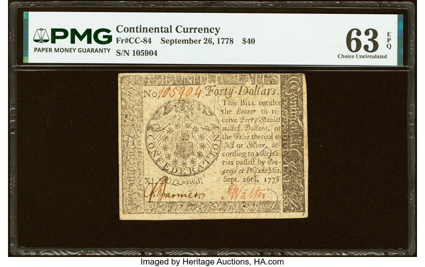 Sep 26, 1778 $40  Continental Congress (Fr. CC84) thumbnail 3