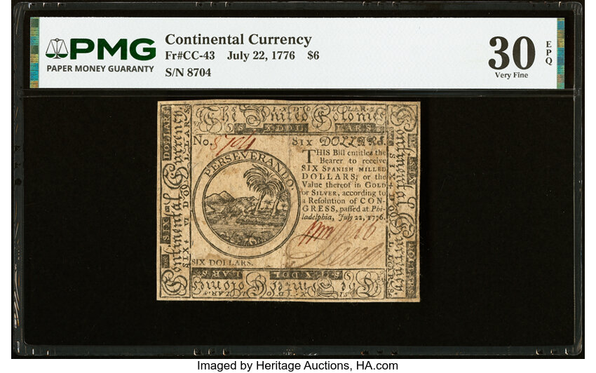 Jul 22, 1776 $6  Continental Congress (Fr. CC43) thumbnail 2
