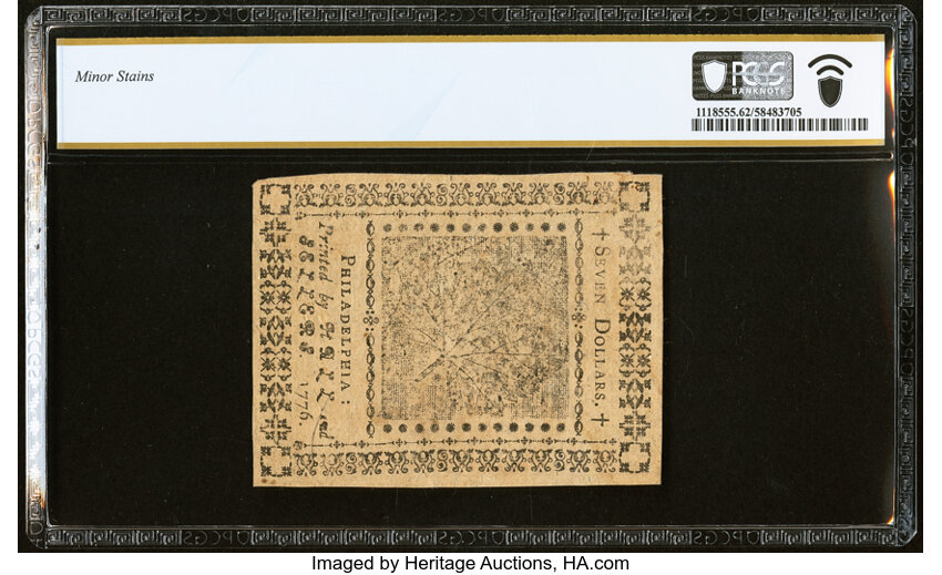 Jul 22, 1776 $7  Continental Congress (Fr. CC44) thumbnail 4