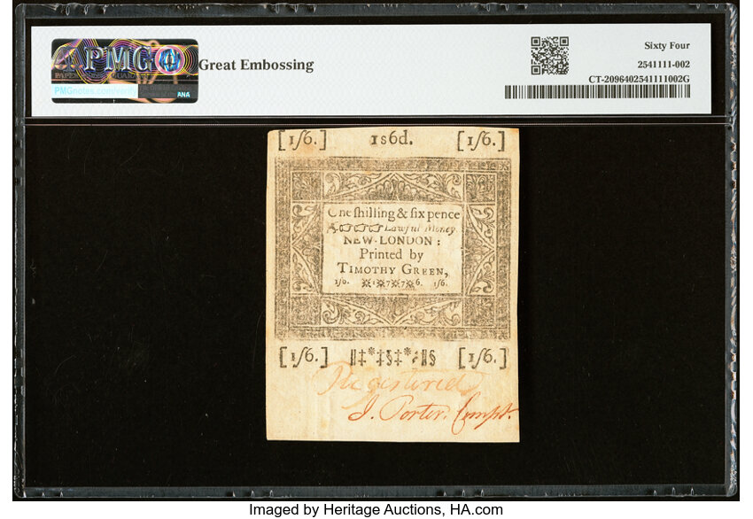 Jun 19, 1776 1s6d Connecticut (Fr. CT209) thumbnail 6