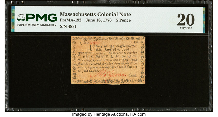 Jun 18, 1776 5d Massachussetts (Fr. MA192) thumbnail 2