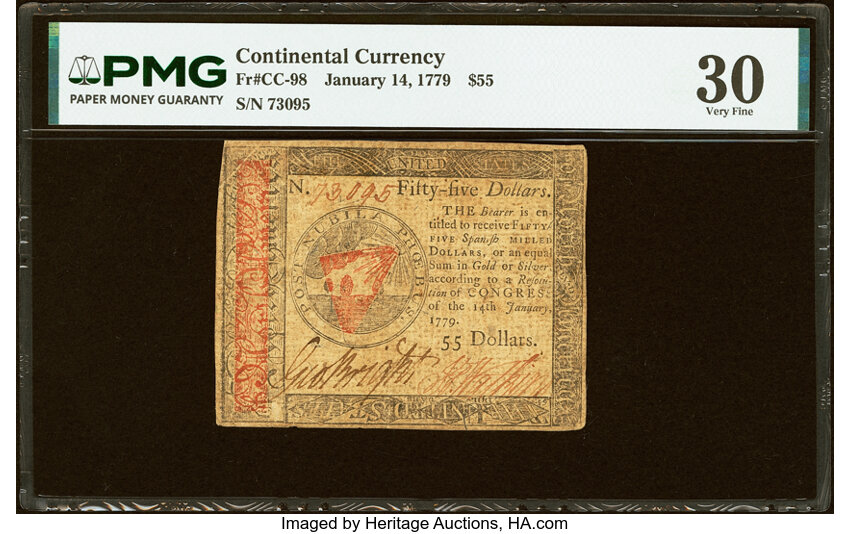 Jan 14, 1779 $55  Continental Congress (Fr. CC98) thumbnail 3