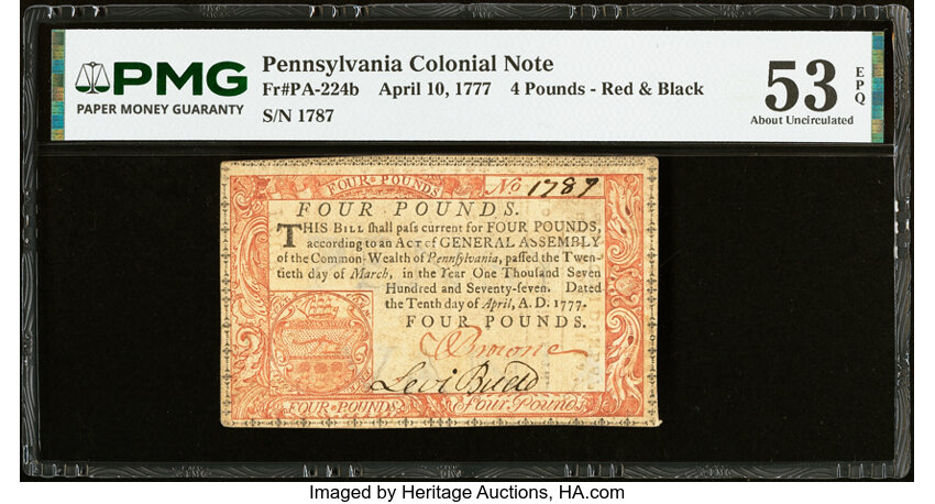 Apr 10, 1777 £4 Pennsylvania (Fr. PA224b) thumbnail 2