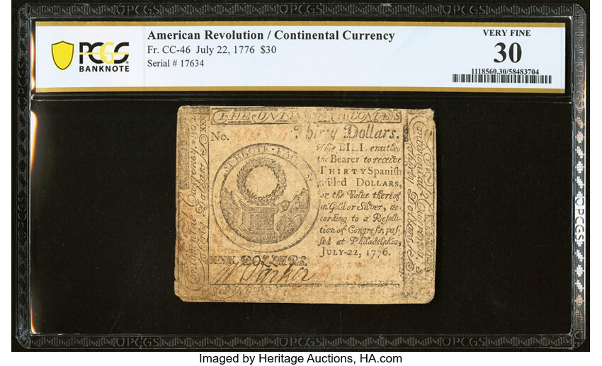 Jul 22, 1776 $30  Continental Congress (Fr. CC46) thumbnail 2