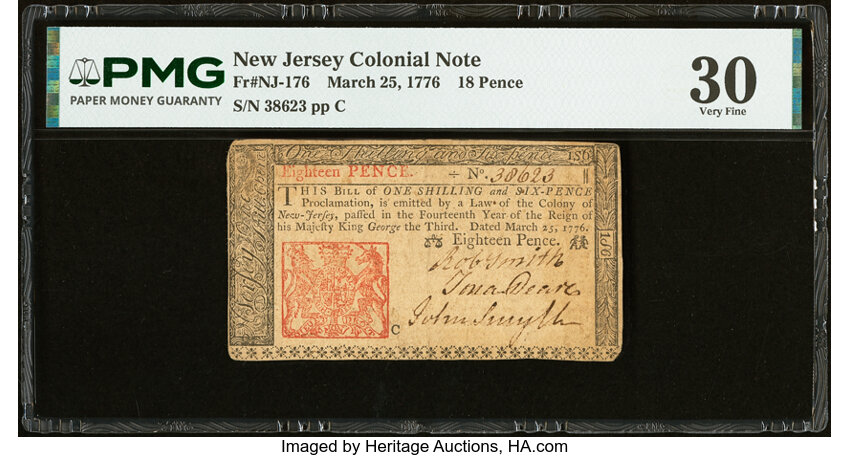 Mar 25, 1776 18d New Jersey (Fr. NJ176) thumbnail 2