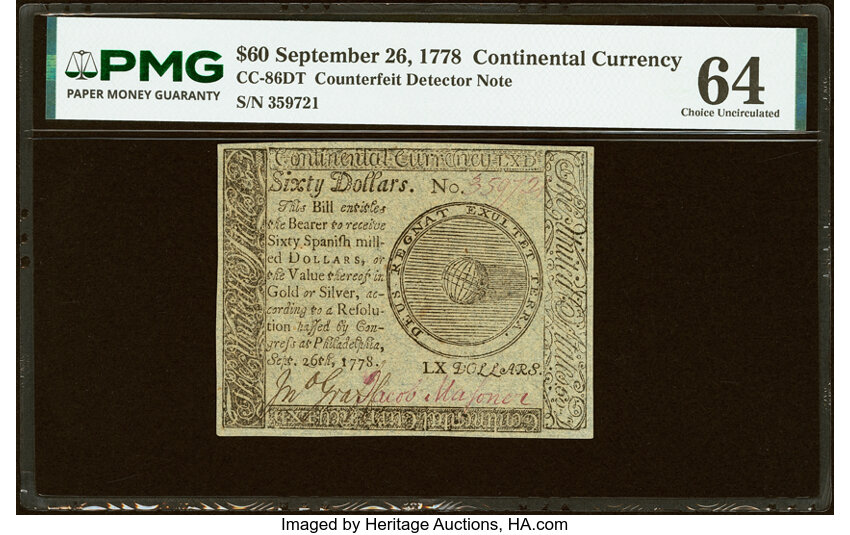 Sep 26, 1778 $60  Continental Congress (Fr. CC86) thumbnail 4