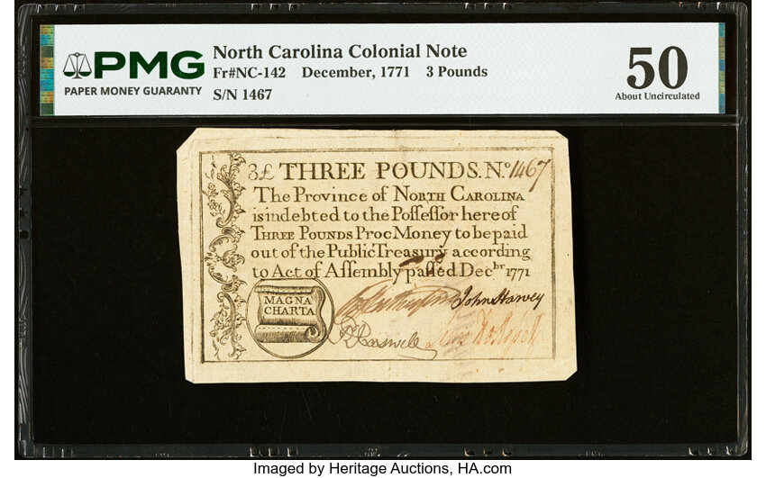 Dec 1771 £3 North Carolina (Fr. NC142) thumbnail 2