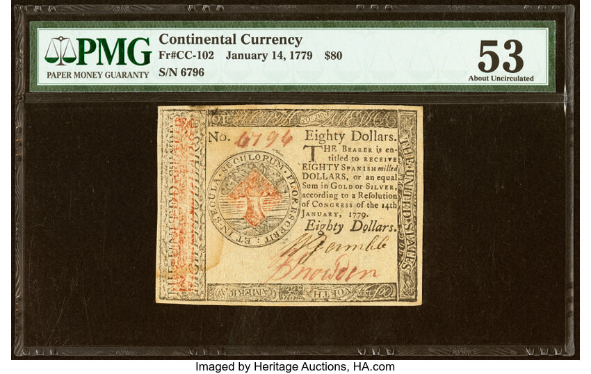 Jan 14, 1779 $80  Continental Congress (Fr. CC102) thumbnail 2