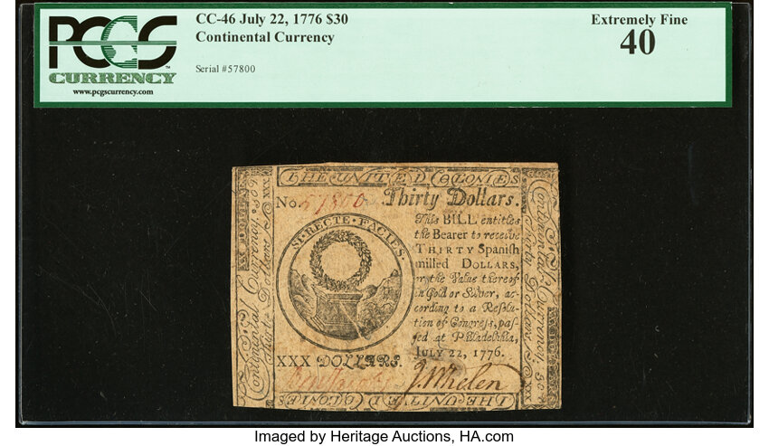 Jul 22, 1776 $30  Continental Congress (Fr. CC46) thumbnail 3