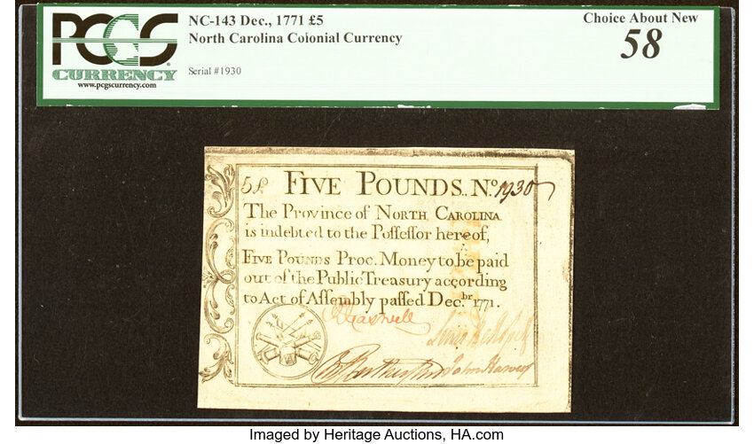 Dec 1771 £5 North Carolina (Fr. NC143) thumbnail 3