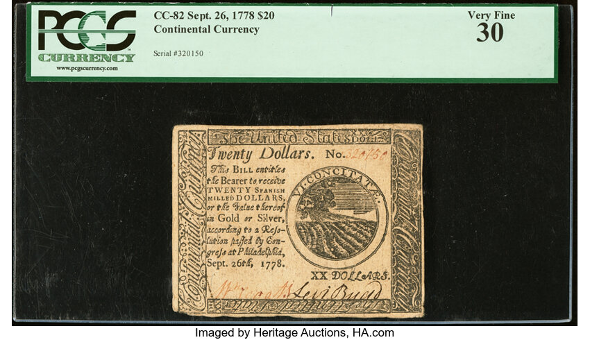 Sep 26, 1778 $20  Continental Congress (Fr. CC82) thumbnail 2