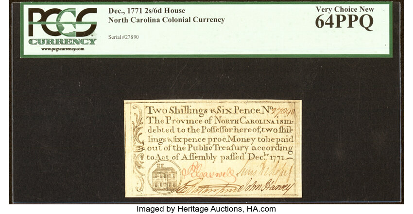 Dec 1771 2s6d North Carolina, House (Fr. NC136b) thumbnail 3