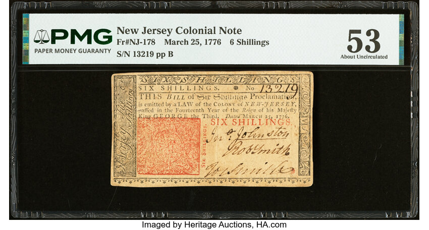 Mar 25, 1776 6s New Jersey (Fr. NJ178) thumbnail 2
