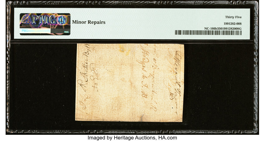 April 2, 1776 $10  North Carolina, Peacock (Fr. NC166b) thumbnail 3