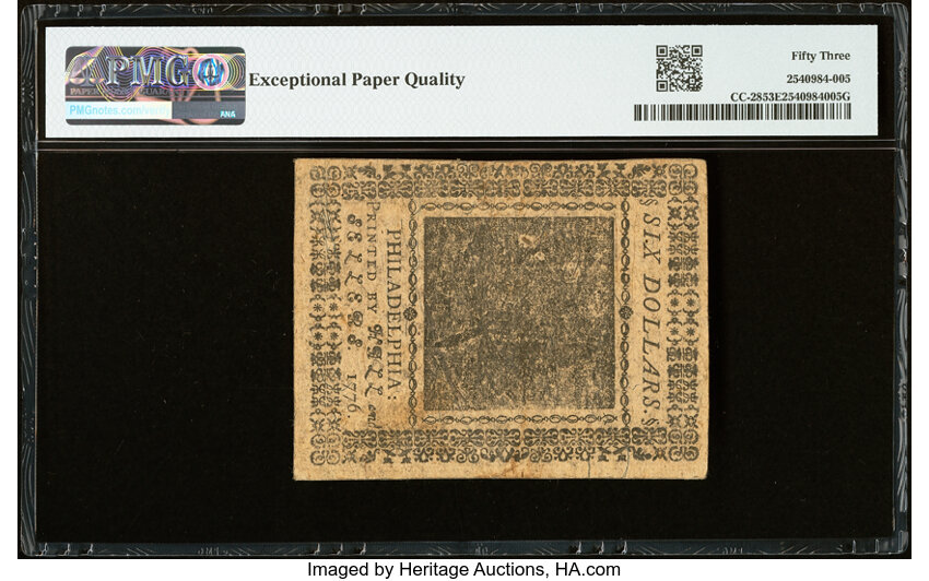 Feb 17, 1776 $6  Continental Congress (Fr. CC28) thumbnail 9